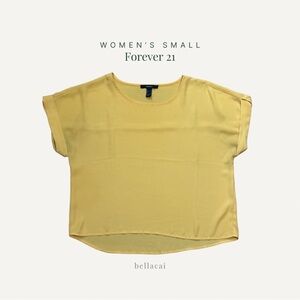 Forever 21 | Mustard Yellow Blouse Short Sleeve Chiffon Top Size Small